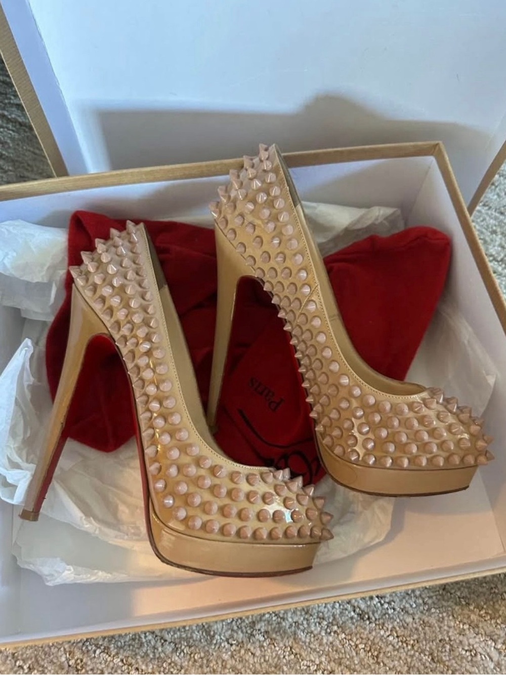 Christian Louboutin Alti Spike Pumps Nude